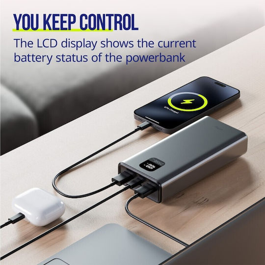 Allity APB-100 Power Bank 20000mAh 22.5W with 2 USB-A Ports and 2 USB-C Ports Power Delivery Gray view 4
