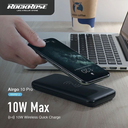 Rockrose Airgo 10 Pro Power Bank 10000mAh 18W with 2 USB-A Ports and USB-C Port Power Delivery / Quick Charge 3.0 Black view 4