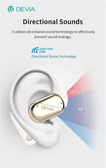Devia EM406 OWS Lite1 Open Ear Bluetooth Handsfree Earphones with Charging Case White view 3