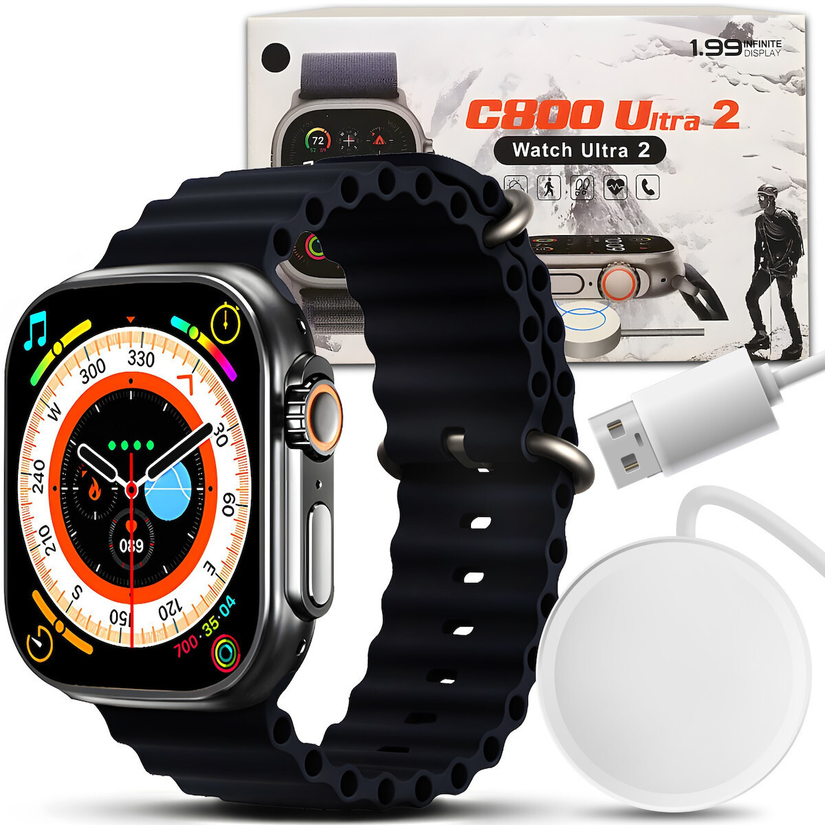 E740-1 Smartwatch with Heart Rate Monitor (Black) view 6