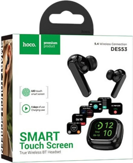 Hoco DES53 In-ear Bluetooth Handsfree Earphones with Sweat Resistance and Charging Case Black view 2