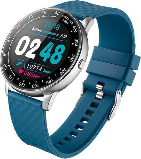 DAS.4 SP01 Stainless Steel 46mm Smartwatch with Heart Rate Monitor (Blue) view 2