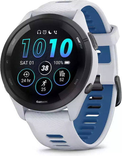 Garmin Forerunner 265 Waterproof Smartwatch with Heart Rate Monitor (Whitestone/Tidal Blue) view 6