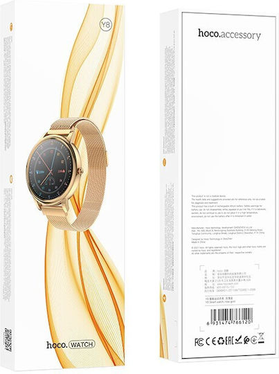 Hoco Y8 Stainless Steel Waterproof Smartwatch with Heart Rate Monitor (Gold) vista 4