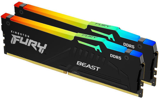 Kingston Fury Beast RGB 32GB DDR5 RAM with 2 Modules (2x16GB) and 6000 Speed for Desktop (KF560C30BBAK2-32)