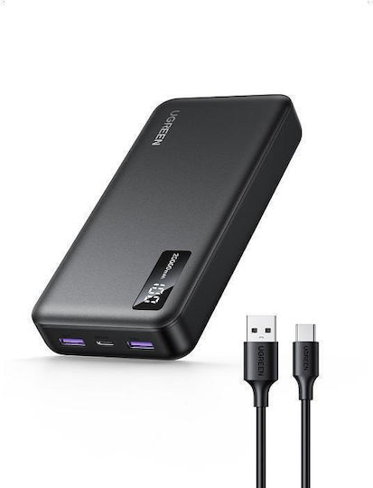 Ugreen PB312 Power Bank 20000mAh 20W with 2 USB-A Ports and USB-C Port Black vue 2