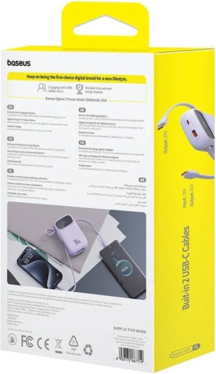 Baseus QPow 2 Power Bank 10000mAh 30W with USB-A Port and USB-C Port Purple view 9