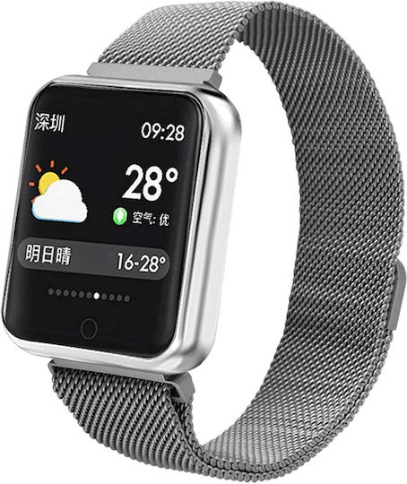 Idl Prestige 68 Smartwatch Metal Bracelet 1.3 Inch Ips Color Touch Display Heart Rate Monitoring Blood Pressure Monitoring Magnetic Charging Bluetooth 4.0 Android 4.4 Ios 9.0 Silver Color view 1