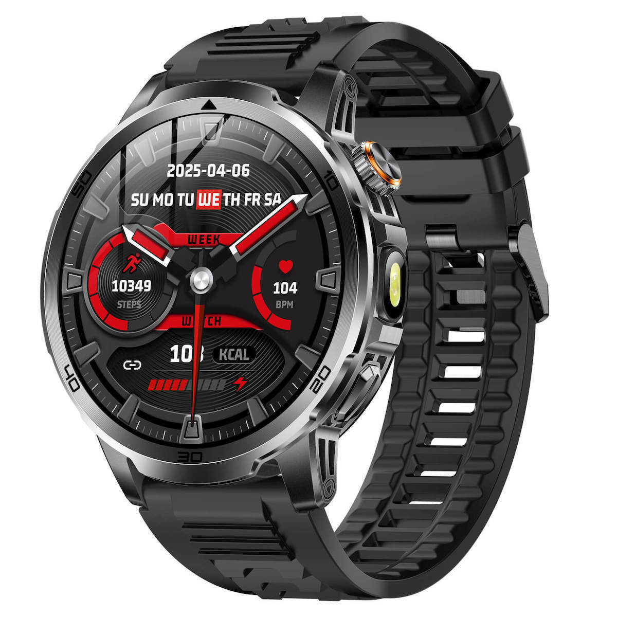 Microwear AK95 Smartwatch with Heart Rate Monitor Black Silicone view 1