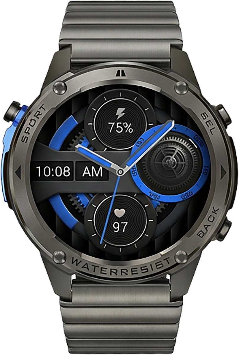 Luna Veles 52mm Waterproof Smartwatch with Heart Rate Monitor Steel view 5