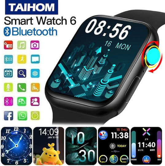 WearFit HW22 Pro 44mm Smartwatch with Heart Rate Monitor (Black) view 4