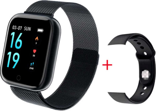 Idealstore Tiger 70 Smartwatch Fitness Bracelet Silicone Metal Straps 1.45-inch Display Pleasant Design Suitable Any Occasion Numerous Functions Measuring Heart Rate Sedentary Periods As Well As Active Time Black view 1