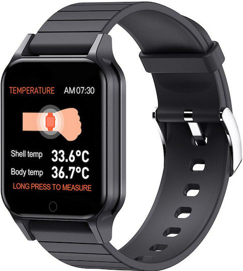 Idealstore Smartemp Vision 96 Smartwatch Health Monitoring Functions Heart Rate Measurement Blood Pressure Reminder Body Temperature Measurement Oxygen Monitoring Multi-sport Mode Ip67 Black view 1