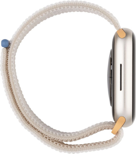 Apple Watch Series 9 Cellular Aluminium 45mm Waterproof with eSIM and Heart Rate Monitor (Starlight with Starlight Sport Loop) view 5