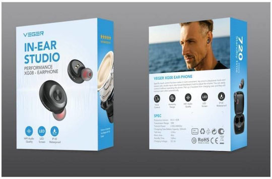 Veger XG08 In-ear Bluetooth Handsfree Earphones with Charging Case Black view 4