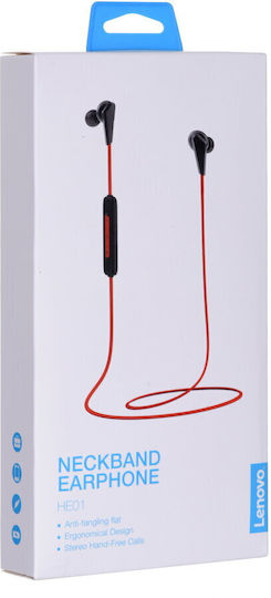 Lenovo Wireless Bluetooth Headset He01 In-ear Earphones with Charging Case Red view 5