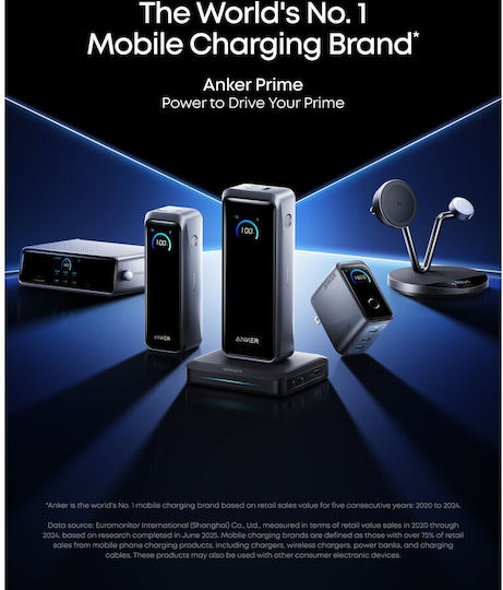 Anker Prime Power Bank 20100mAh 220W with USB-A Port and 2 USB-C Ports Black view 7