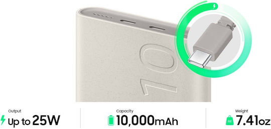 Samsung U2510 Power Bank 10000mAh 25W with 2 USB-C Ports Power Delivery Beige view 7