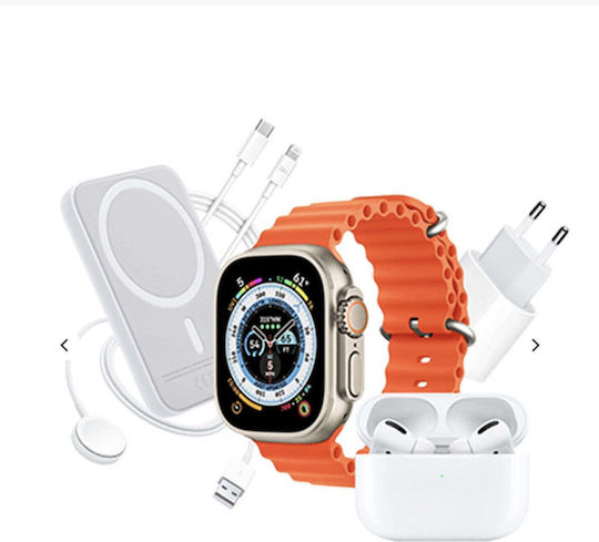 X8 Ultra Combo Smartwatch with Heart Rate Monitor (Orange) view 2