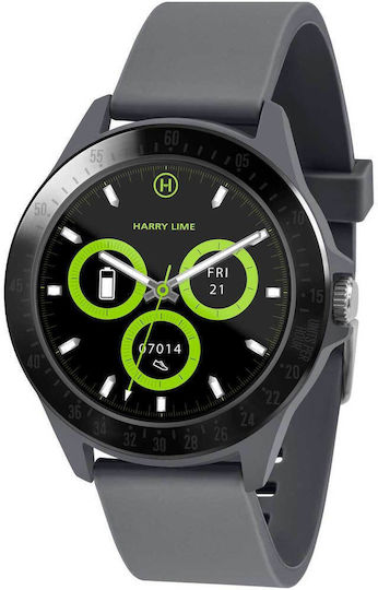 Harry Lime Aluminium 44mm Smartwatch with Heart Rate Monitor (Black / Grey Silicone) view 1