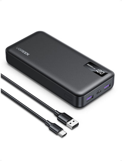 Ugreen PB312 Power Bank 20000mAh 20W with 2 USB-A Ports and USB-C Port Black vue 5
