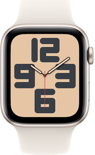Apple Watch SE 2024 Aluminium 40mm Waterproof with Heart Rate Monitor (Starlight with Starlight Sport Band (S/M)) view 3