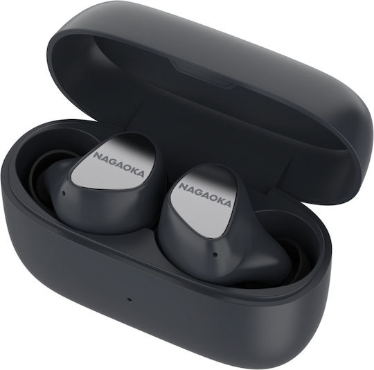 Nagaoka BT831LL In-ear Bluetooth Handsfree Earphones with Sweat Resistance and Charging Case Charcoal Gray