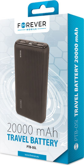 Forever PTB-05L Power Bank 20000mAh with 2 USB-A Ports Black Ansicht 3