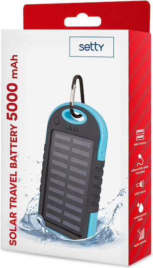 Setty R Solar Power Bank 5000mAh with 2 USB-A Ports Blue view 2