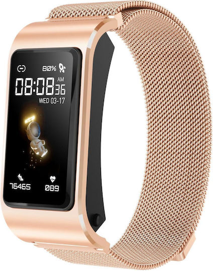 H21 1.14-inch Steel Band Earphone Detachable Smart Watch Support Temperature Measurement Bluetooth Call Voice Control Gold vue 2