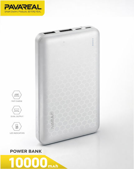 Pavareal G05 Power Bank 10000mAh Mobile & Tablet USB-C Micro-USB & LED Indicator White view 1