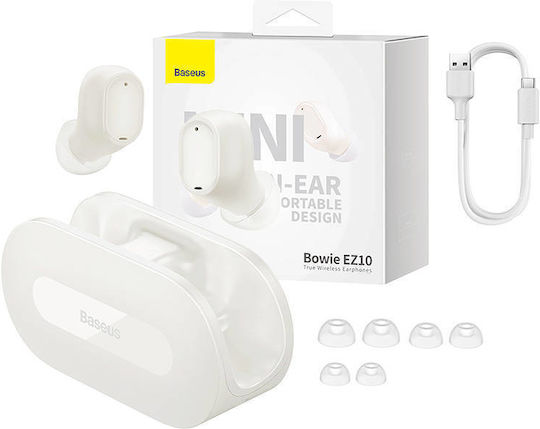 Baseus Bowie EZ10 In-ear Bluetooth Handsfree Earphones with Charging Case White