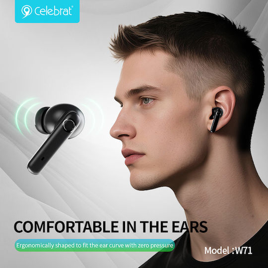 Celebrat W71 In-ear Bluetooth Handsfree Earphones with Charging Case Black view 4