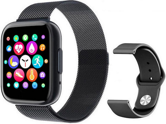 Smartwatch T99 Newgeneration Idealstore Black 2 Bands 1.55 Inch Hd Display Custom Dial Waterproof Bluetooth Call Sedentary Reminder Whatsapp Facebook Notifications Health Monitoring Oximeter Pedometer view 1