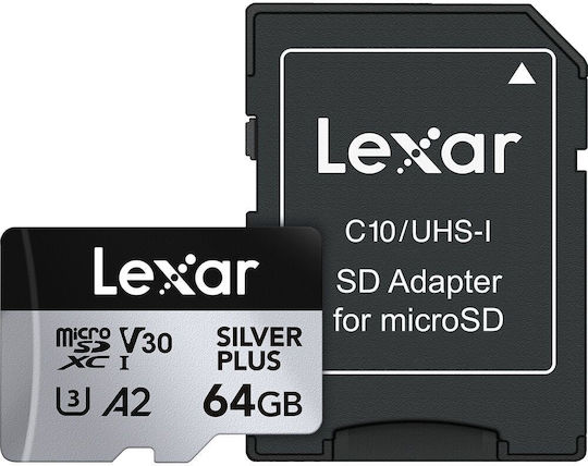 Lexar Professional Silver Plus microSDXC 64GB U3 UHS-I With Adapter view 3