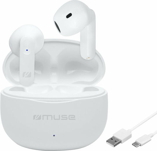 Muse M-270 Earbud Bluetooth Handsfree Earphones with Charging Case White view 3