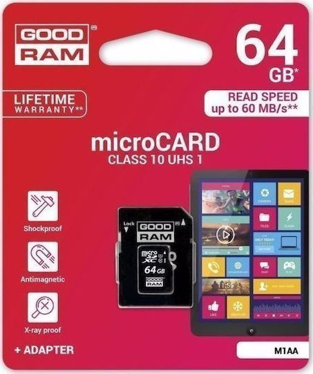 GoodRAM M1AA microSDXC 64GB U1 UHS-I 100MB/s with Adapter