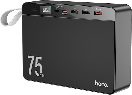 Hoco J94 Overlord Power Bank 75000mAh 22.5W with 3 USB-A Ports and USB-C Port Black