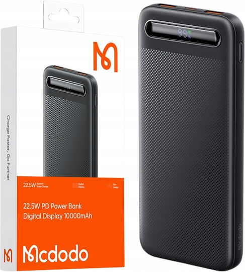 Mcdodo MC-3881 Power Bank 10000mAh 22.5W with 2 USB-A Ports and USB-C Port Black
