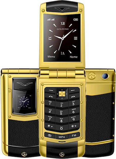 V77 Dual SIM Mobile with Buttons (English Menu) Gold/Black view 1