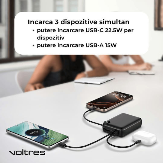 Voltres ChargeGO Power Bank 20000mAh 22.5W with USB-A Port and USB-C Port Black view 4