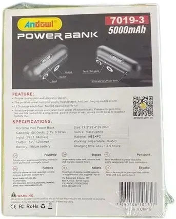 Andowl Mini 7019-3 Power Bank 5000mAh Black view 3