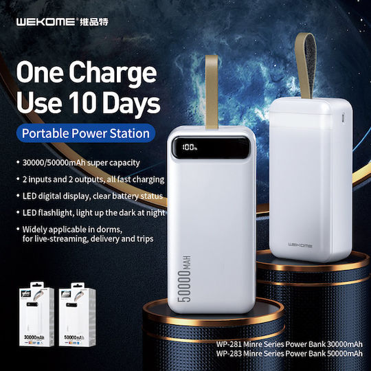 WK WP-283 Power Bank 50000mAh with 2 USB-A Ports Minre White vue 3