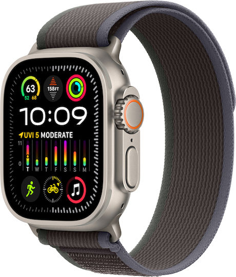 Apple Watch Ultra 2 Titanium 49mm Waterproof with eSIM and Heart Rate Monitor (Blue/Black Trail Loop - S/M) view 9