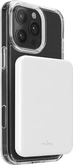 Puro Mag Plus MagSafe Power Bank 5000mAh 20W with USB-C Port Power Delivery White