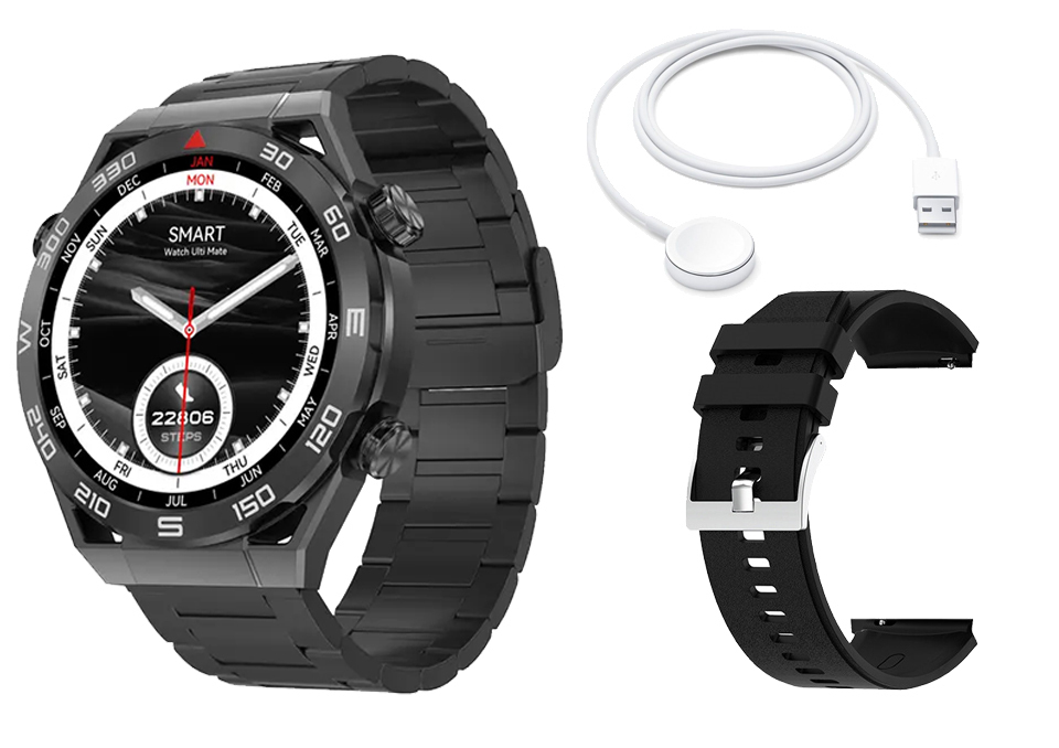 Aluminium Smartwatch with Heart Rate Monitor (Black)