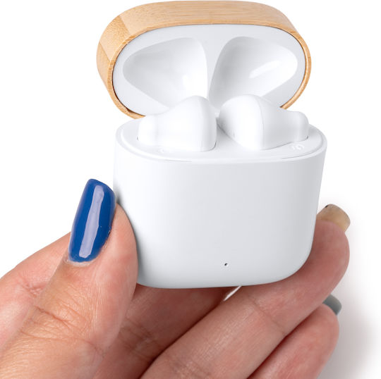 Sauro Earbud Bluetooth Handsfree Earphones with Charging Case White view 3