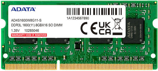 Adata DDR3L Memory Module 1x8GB Speed 1600 for Laptop ADDS1600W8G11-S vista 4