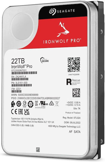 Seagate IronWolf Pro 22TB HDD Hard Drive 3.5" SATA III 7200rpm with 512MB Cache for Desktop ST22000NT001 view 5
