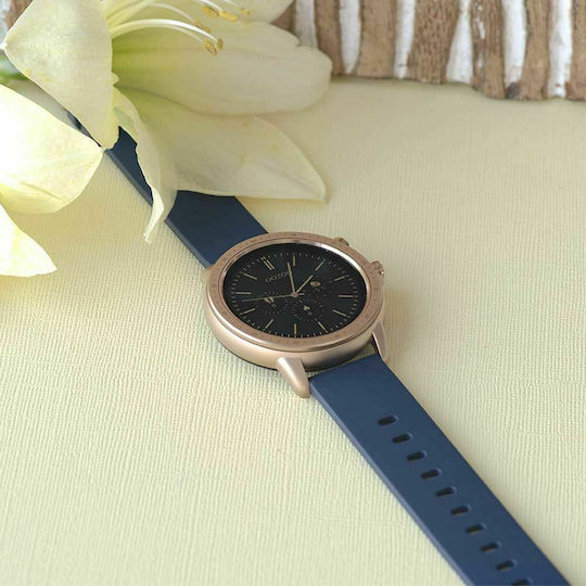 Oozoo Q00326 45mm Smartwatch with Heart Rate Monitor (Gold / Blue) view 3
